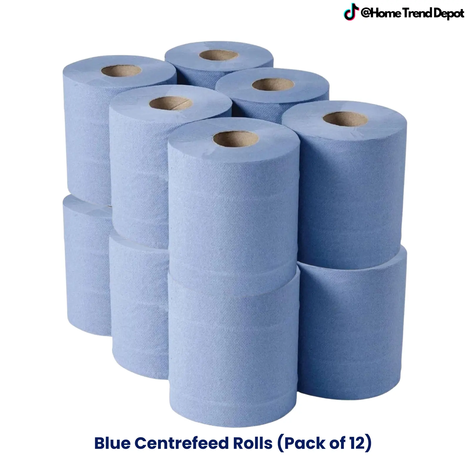 12 Pack Blue Centrefeed 2Ply Paper Towel Rolls - Eco-Friendly, Disposable, Flushable wipes, for Office, Home, and Toilet & absorbent Cleaning