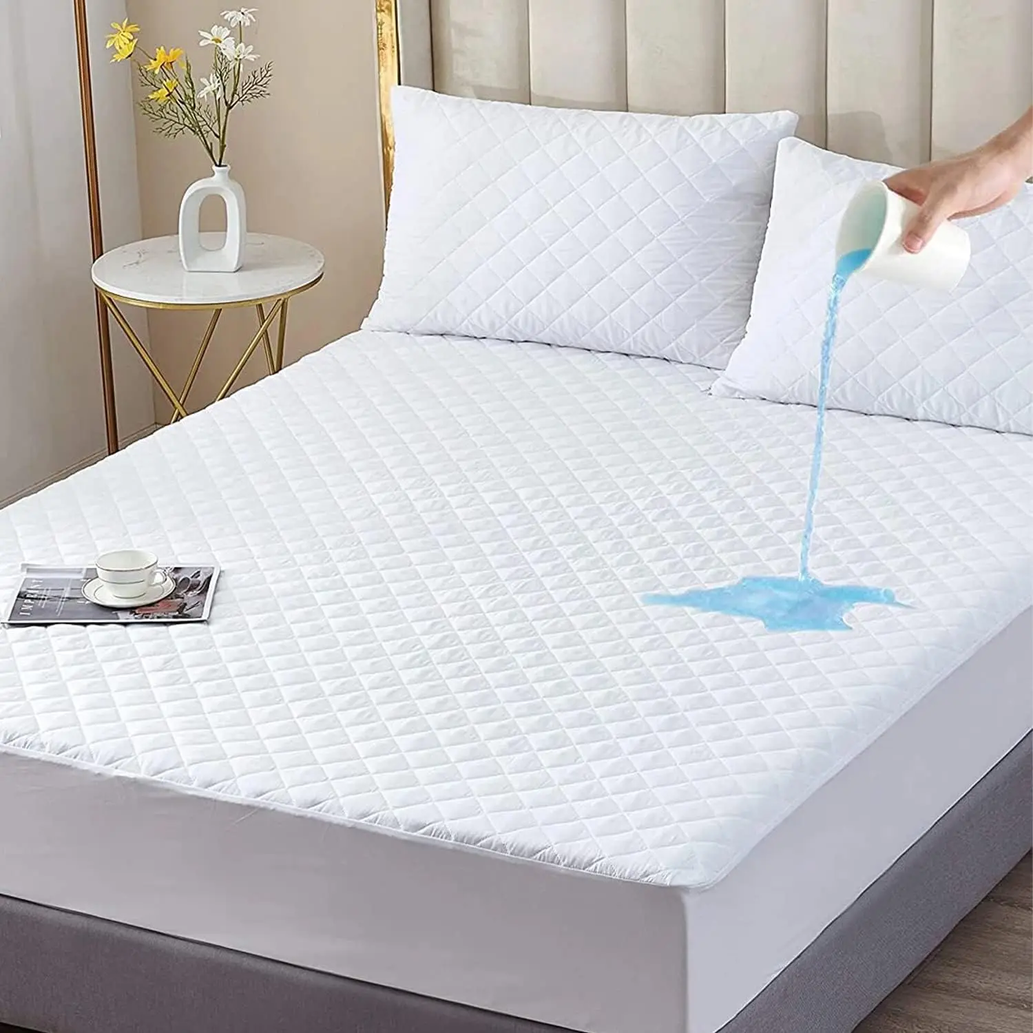 Extra Deep Quilted 100% Waterproof Microfiber Mattress Protector-30 Cm Deep Fitted Bed Topper Cover, Soft, Hotel Quality, Breathable, Antimicrobial, Bed Bug Protection, Machine Washable, Hypoallergenic and Noiseless Sheet Cover in All Sizes
