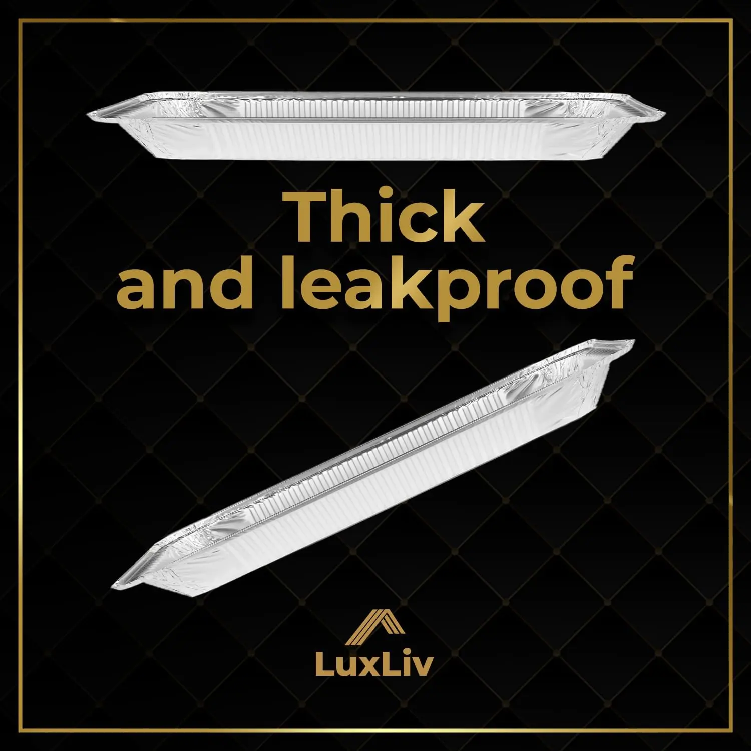 LuxLiv  Catering Supplies 10 Pack - Disposable Aluminium Foil Baking Trays, Tray Bakes, Containers for Baking, Roasting, Freezing, Storage, Cooking, BBQs, Brownies 32cm x 20cm x 3.3cm