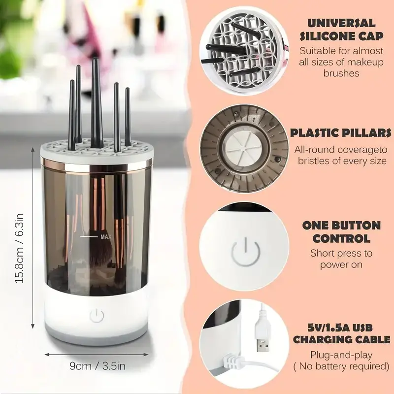 2 in 1 Multifunctional Upgraded Automatic Electric Makeup Brush Cleaner, Great Christmas Gift for Women Cleansing makeup brushes Cosmetic eco  tools new  make makeup  brush makeup  brush  cleaner 1