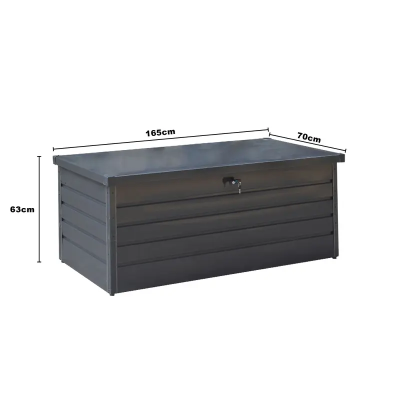 Livingandhome 200L/600L Large Outdoor Garden Metal Storage Box with Lid Lockable,Weather and Fade Resistant,Doubles as Storage Organiser Bench Room 7