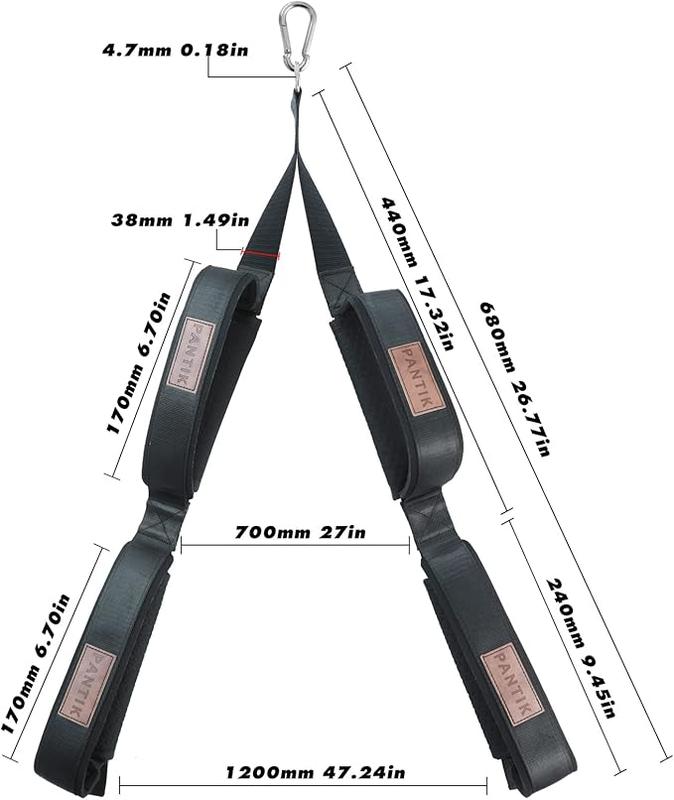 Triceps Rope Gym Cable Machine Attachments with Carabiner Anti-Slip Long Triceps Strap 2 Loops Neoprene Handles Pulldown Rope for Pushdowns Face Pulls Crunches Overhead Extensions Biceps Curl 1
