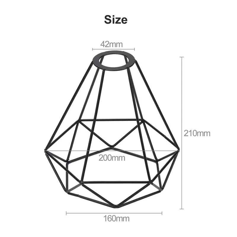GoDyna 2PCS Vintage Birdcage Lampshade Retro DIY Black Lampshade Metal Wire Cage Lamp Shade Industrial Geometric Ceiling Pendant Light Shade for Wall Light Kitchen Living Room Hallway Indoor Outside 6