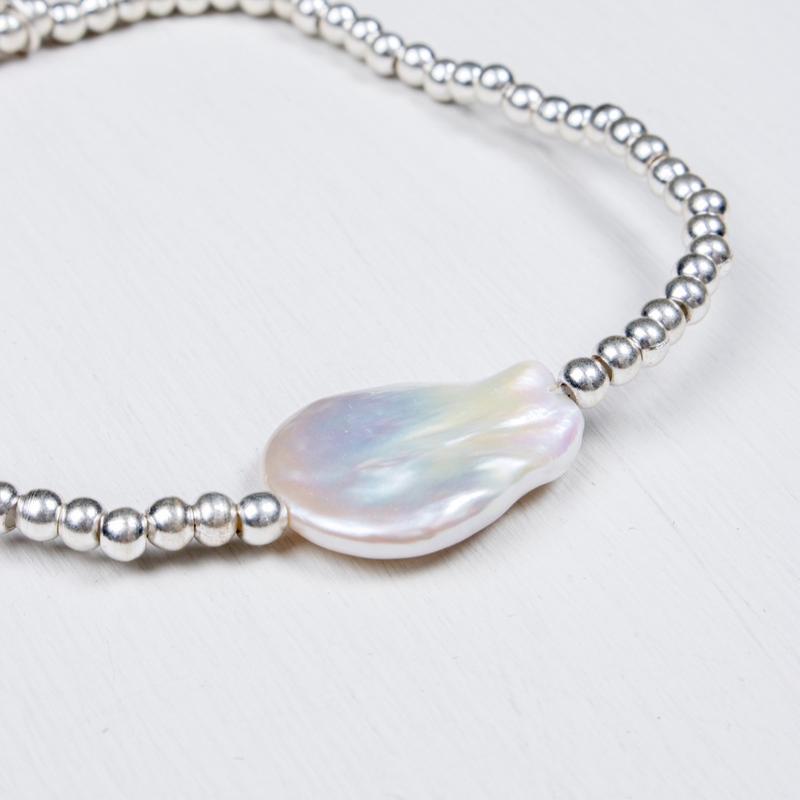 ***£10 sale***Ocean Baroque Pearl Stretch Bead Bracelet - Silver Plated 2