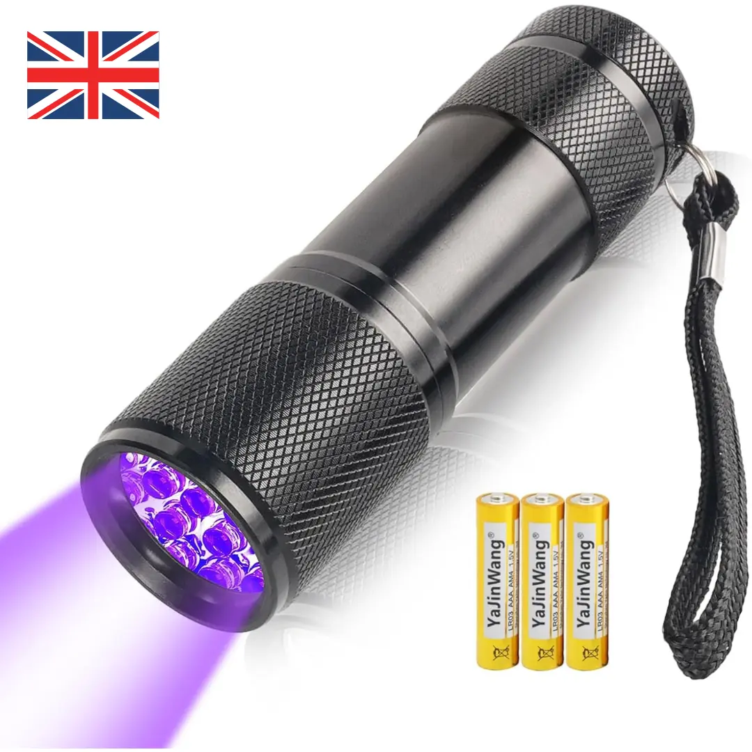 UV Torch Light,9 LED 395nm Ultraviolet Flashlight Torch, Black Light Detector for Pet Urine on Floors/Carpets,3 AAA Batteries