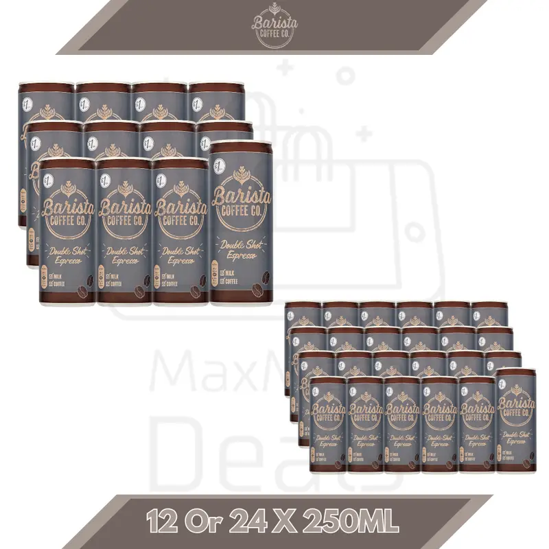 Barista Coffe Co. Double Shot Espresso 12 Or 24 X 250ML Bulk Pack Coffee Beverage 0
