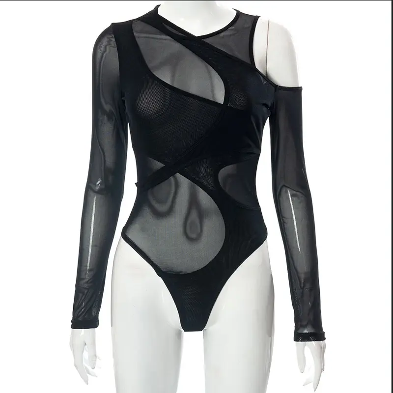 Sexy Mesh Slim Fit Bodysuit for Women Pure Desire Hot Girl Hollow Out Top 4