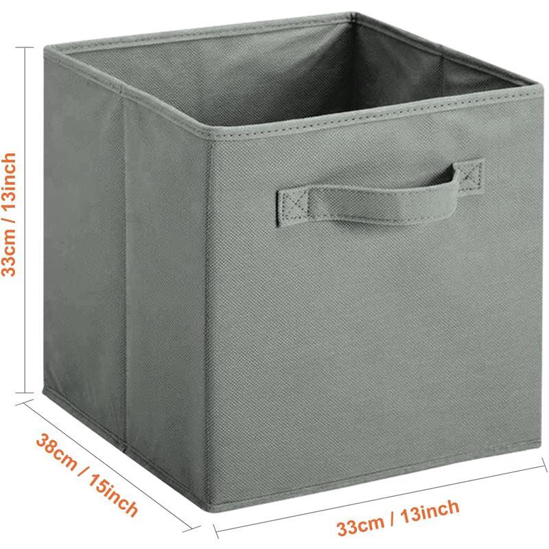 Set of 8 Foldable Storage Box, 33 x 38 x 33 cm, Fabric with Handles Storage Cubes And Cloth Storage Organizer Drawer For Closet And Toys Storage, Gray 4