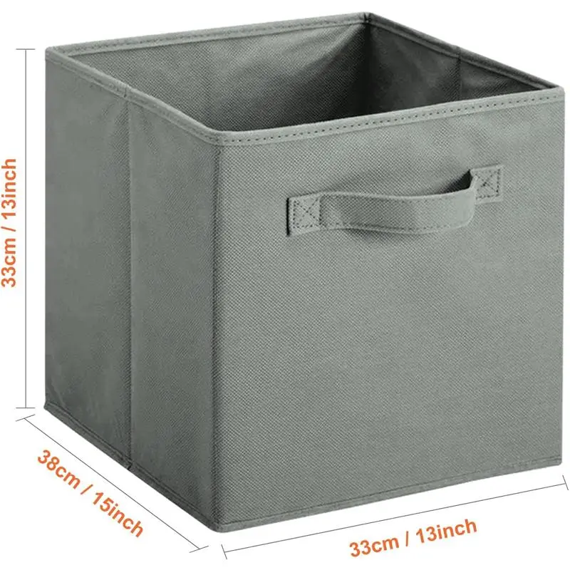 Set of 8 Foldable Storage Box, 33 x 38 x 33 cm, Fabric with Handles Storage Cubes And Cloth Storage Organizer Drawer For Closet And Toys Storage, Gray 3