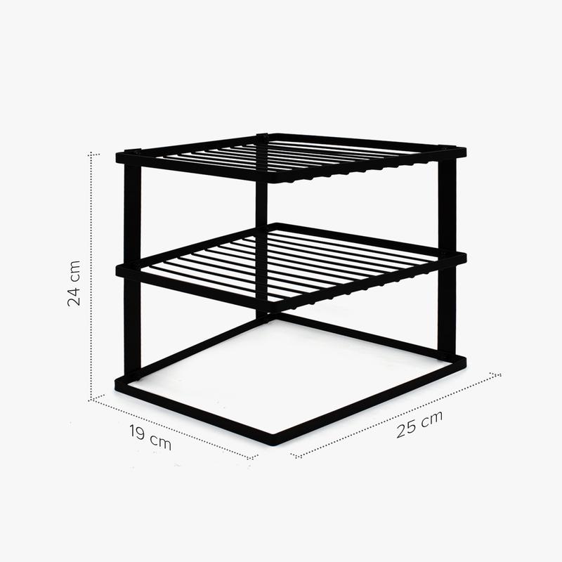 No-Wobble Plate Rack for Kitchen Cupboard Storage Organiser - Black 2