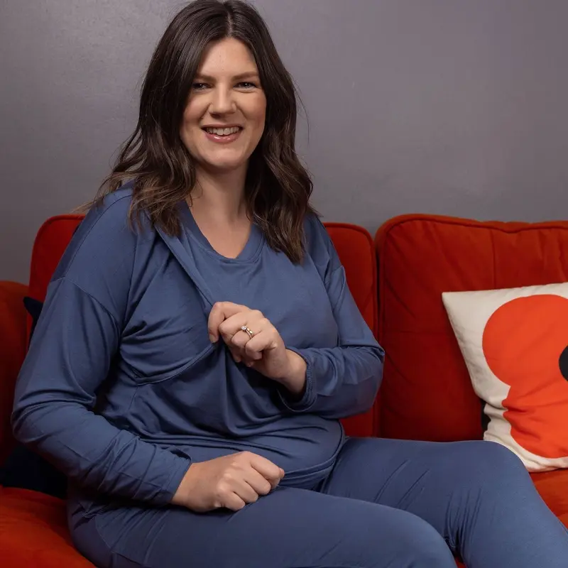 Blue Luxurious Breastfeeding Loungewear 2