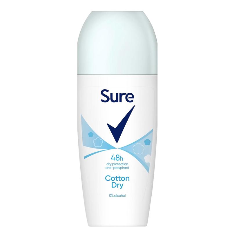 Sure Cotton Dry Anti-Perspirant Deodorant Roll On 48-hour protection deodorant for women 6x 50 ml Body Care Floral Daily Comfort Cleanser Cosmetic 1