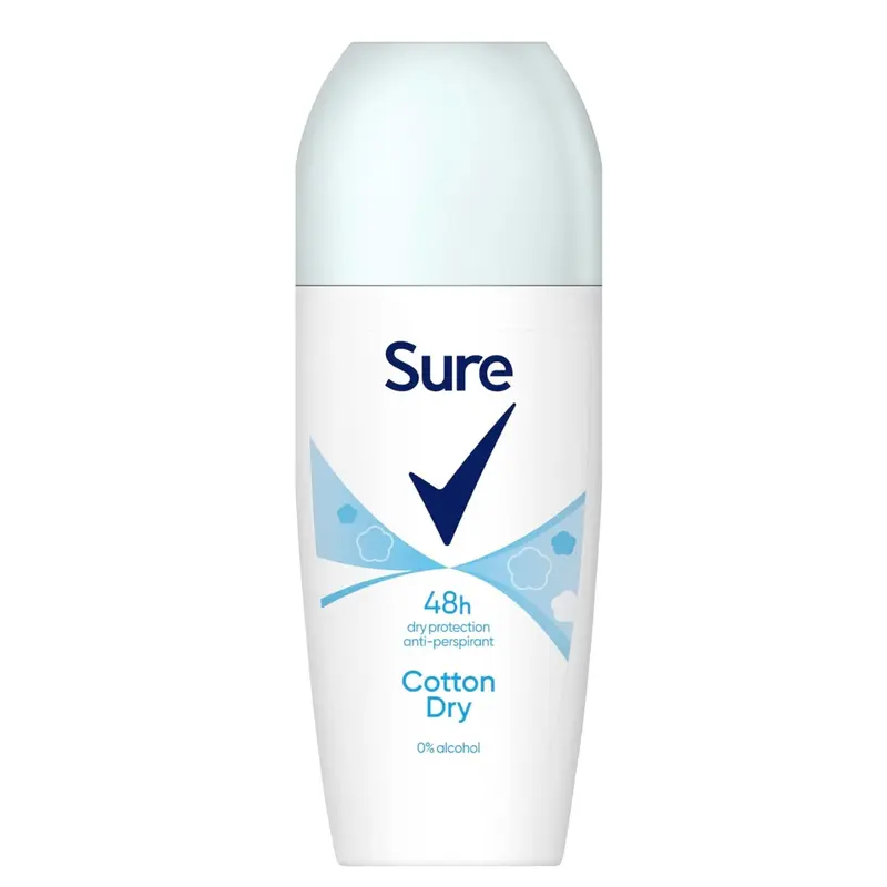 Sure Cotton Dry Anti-Perspirant Deodorant Roll On 48-hour protection deodorant for women 6x 50 ml Body Care Floral Daily Comfort Cleanser Cosmetic 1