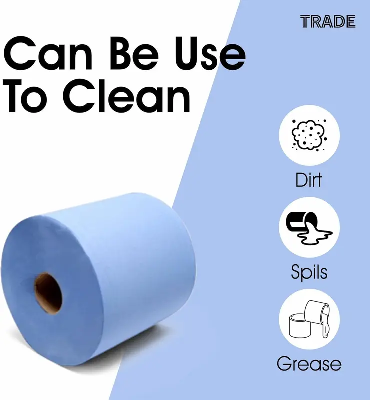 Centrefeed Blue Roll - 2 Ply Embossed Blue Paper Towel Roll (Pack of 12 Rolls) and (Pack of 6 Rolls) Toilet Wipes 2