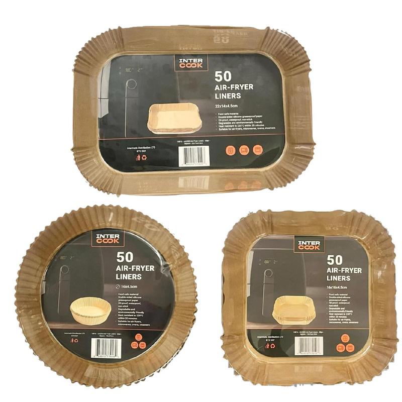 50 Air Fryer Liners Air-Fryer Double Sided Silicone Greaseproof Paper Non Stick Shape: Rectangle 22cm 0