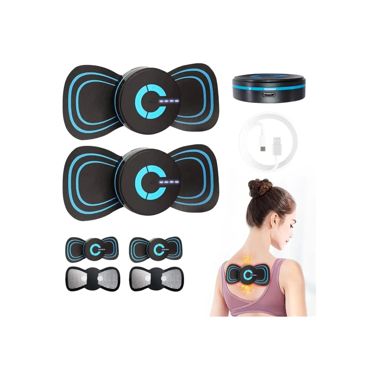 Portable & Rechargeable Cordless 2PCS Massager for Effective Legs, Shoulder & Back Massage Techniques - Whole Back Massager for Man and Woman - Comfort Lightweight