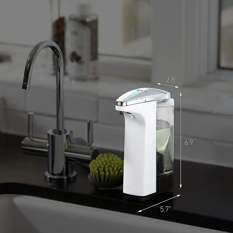 Touchless Automatic Soap Dispenser White & Silver - Wash Hands 1400x on a Single Fill, Large Tank (17oz) - Electric Liquid Soap Dispenser for Bathroom, Kitchen Countertop - Fun for Kids, Adults 3