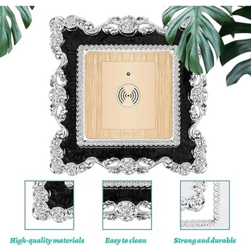 Light Switch Sticker- 2 Pcs Square Plastic Switch Surround Protective Cover Plate Rhinestone Wall Socket Stickers Decorations for Home, Living Room, Office (White) Decorative Gift Smooth Tiles Sticker surge protector Ornaments 4