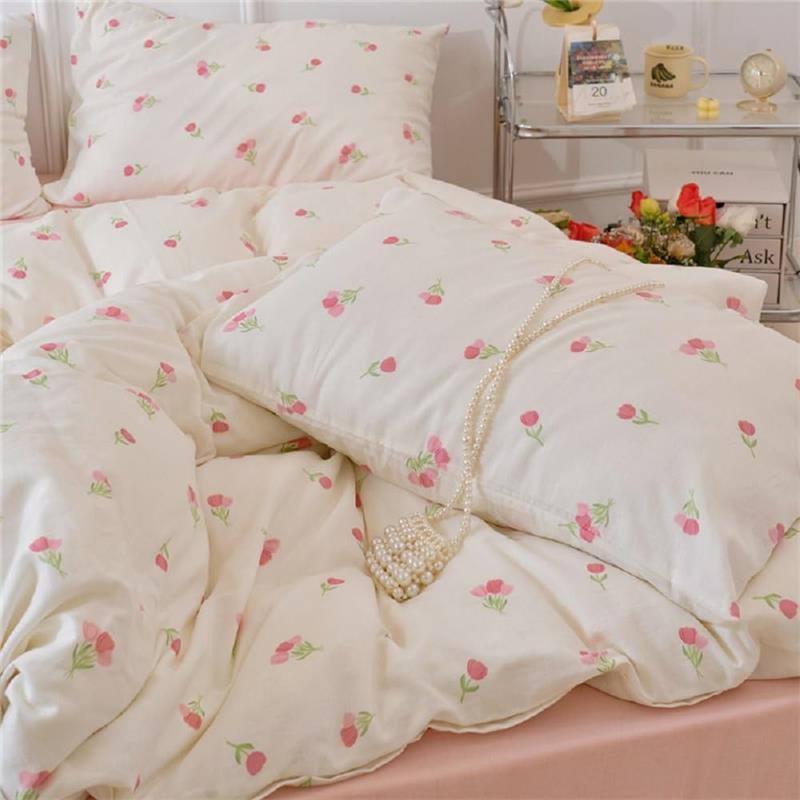 Double Duvet Cover Set Floral Bedding Modern Comforter Cover with Zipper Closure and 2 Pillowcases 3