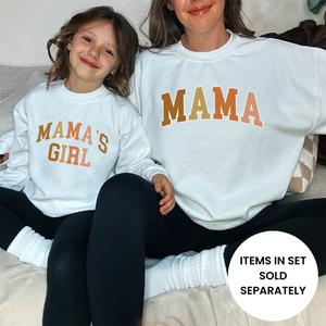 Autumn College Mama & Mama's Girl Matching White Sweatshirts