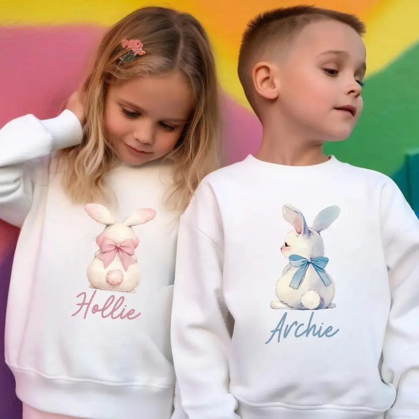 Personalised Kids Easter Sweatshirt, Children's Easter Day Outfit, Easter T-Shirt, Egg Hunt Top, Easter tshirts kids, Easter Bunny
