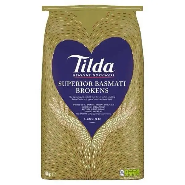 Tilda Superior Broken Basmati Rice - Gluten Free-Perfect for adding Basmati flavour to all types of savoury and sweet dishes- 10kg