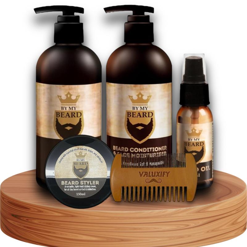Valuxify Men's Ultimate Beard Grooming Kit with Shampoo, Beard Oil, Conditioner, Styler, and Wooden Comb - Haircare Comfort 2