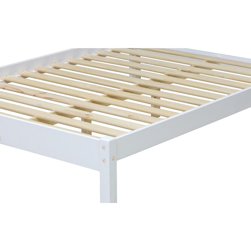 Solid Pine Double Bed Frame Arctic White Finish Antique Waxed Headboard 3