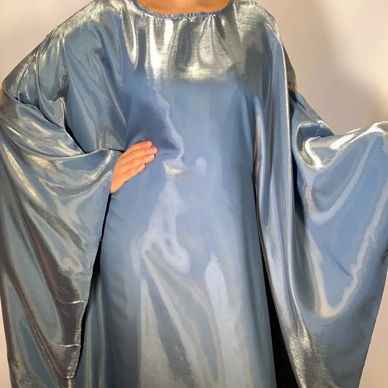 Butterfly shimmer maxi dress Long Sleeve womenswear with adjustable belt