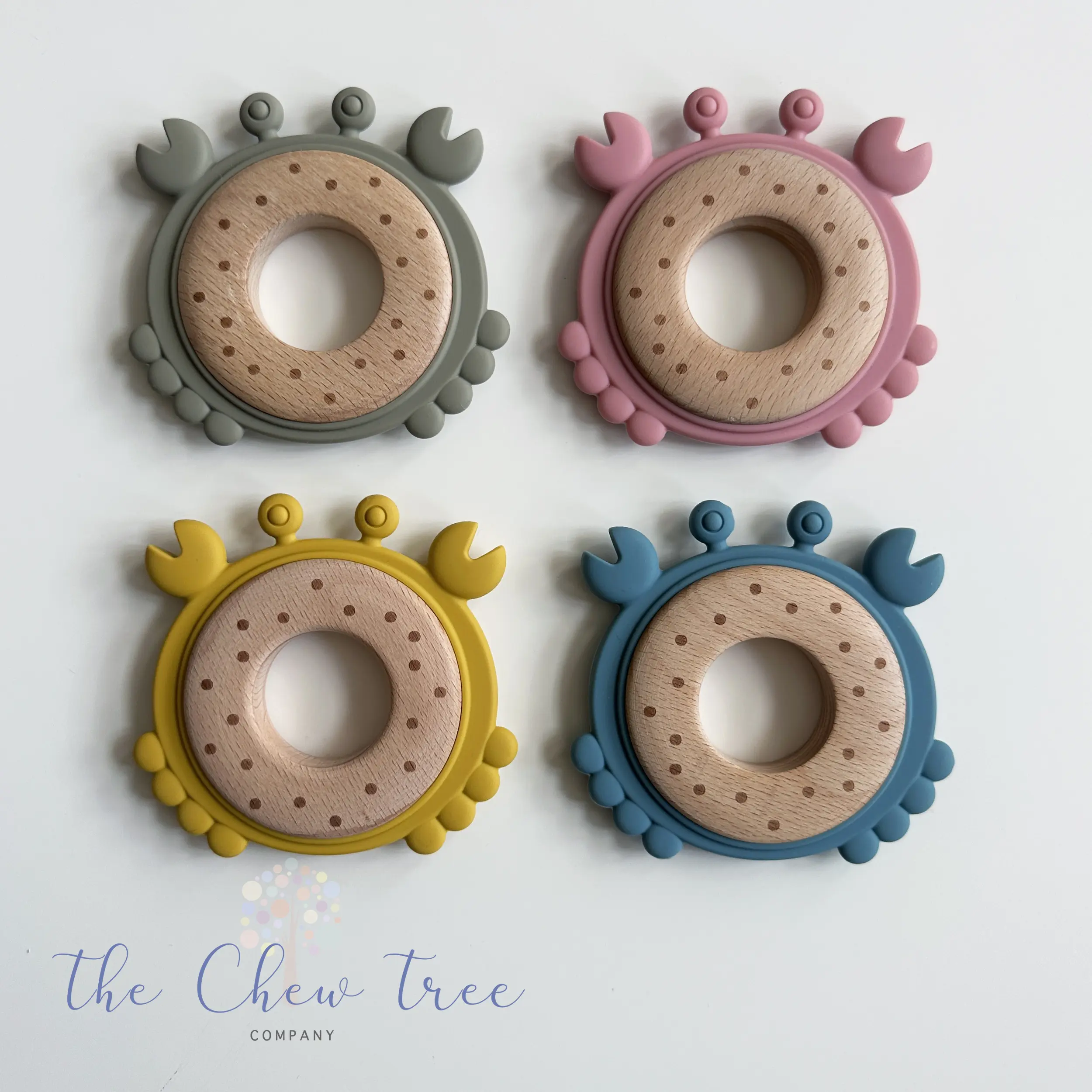 Personalised Crab Shaped Baby Teether Toy, Wooden Baby Toy, Animal Shaped Teether