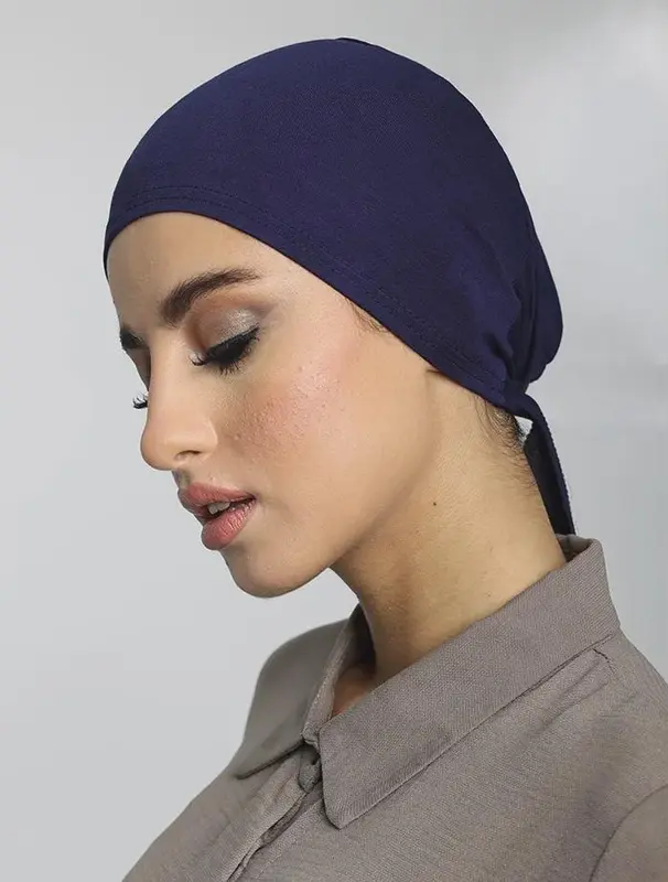 Navy Tie Hijab Cap 1
