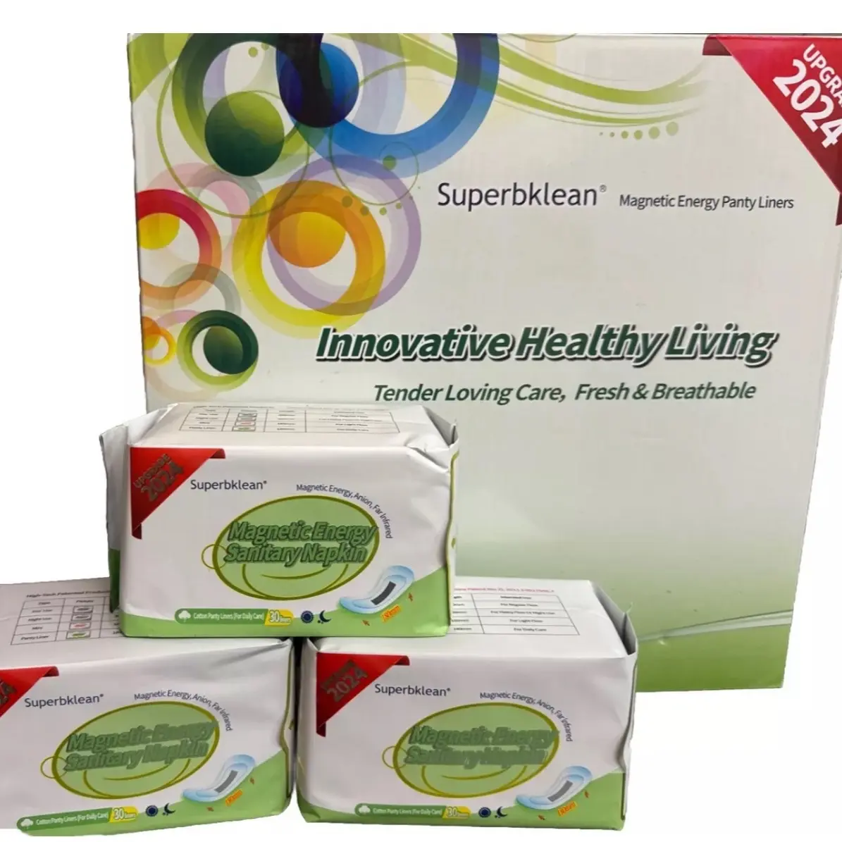 Longrich Superbklean Pantyliner with Anion Strip - 4 Packs of 30 Pieces for Women's Health and Comfort