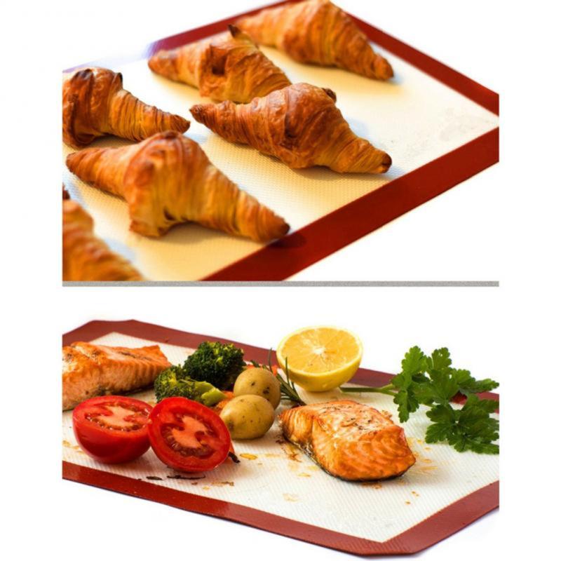 [UK Seller] 2 Silicone Baking Mat Sheet Set Oven Tray Liners Roll Mat Sheet Tray Liner Non Stick Cookie Sheets Professional Grade Bakeware Oil Cake Pastry Washable 2