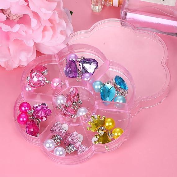 20-30 Pairs Kids Clip On Earrings for Girls Toddler No Pierced Princess Play Earrings Dress Up Jewelry Set Cute Bling Mermaid Butterfly Rainbow Flower Heart Clips Birthday Christmas Gifts 3