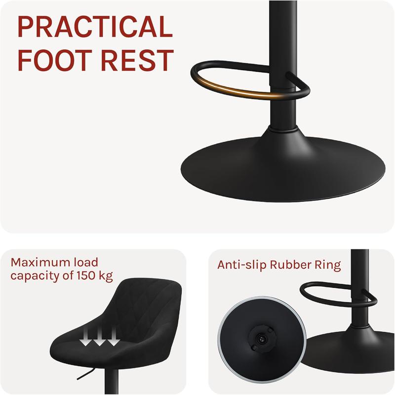 WOLTU Bar Stool Bar Chair Breakfast Dining Stool Chair for Kitchen Island Counter Velvet Exterior, Adjustable Swivel Gas Lift, Steel Footrest & Base, BH219sz-1 5