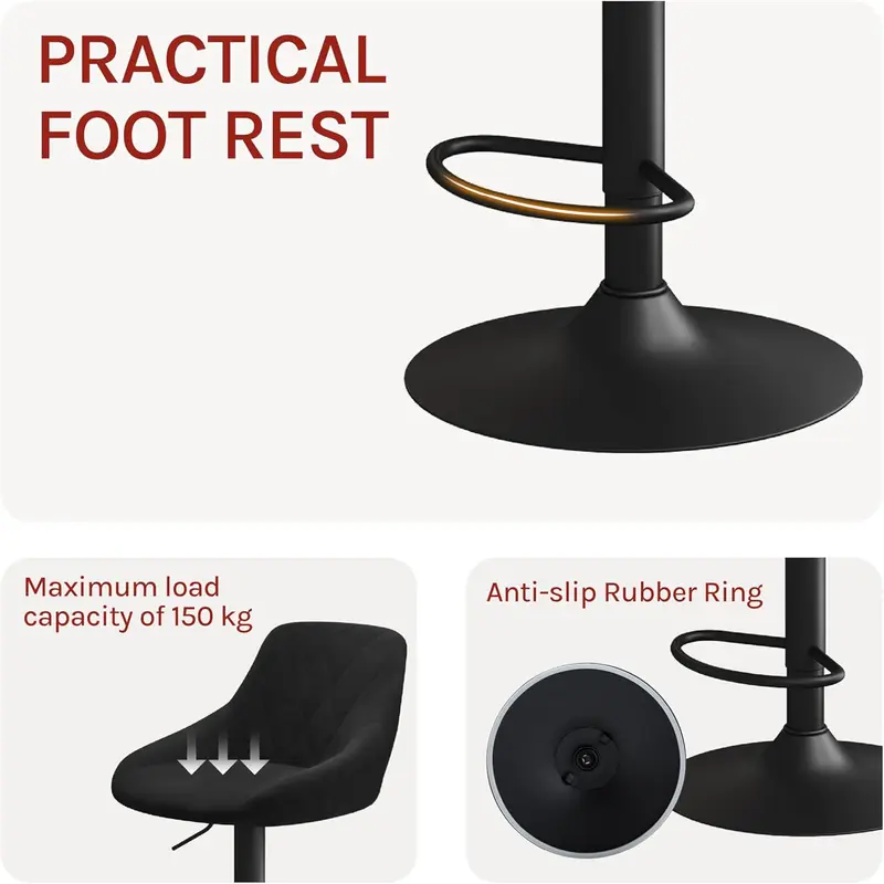 WOLTU Bar Stool Bar Chair Breakfast Dining Stool Chair for Kitchen Island Counter Velvet Exterior, Adjustable Swivel Gas Lift, Steel Footrest & Base, BH219sz-1 5
