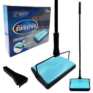 Carpet Sweeper Floor Cleaner Manual Push and Pull Traditional Non Electric Quite Floor Cleaner Ideal for Pet Hair, Dirt and Fluff