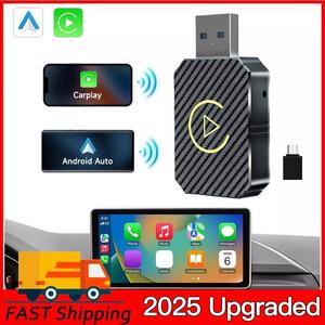 【UK SELLER Delivered within 72H】2 in 1 Wireless CarPlay Adapter & Android Auto Wireless Adapter - Convert Factory Wired to Wireless CarPlay Dongle Cars - Stable Fast Connection- Plug& Play - Auto Connect & Online Update