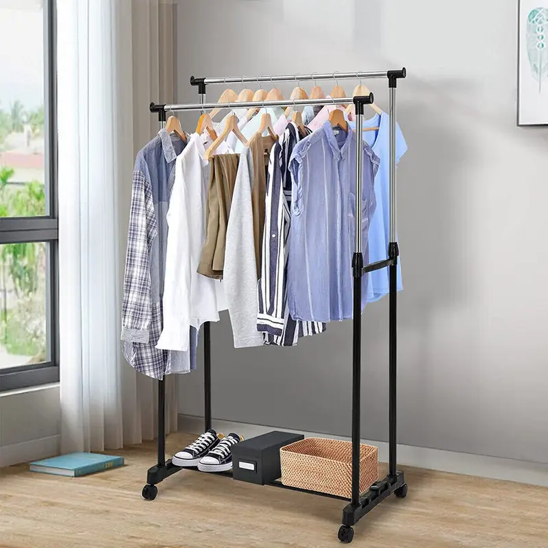 Heavy Duty Metal Clothes Rail Storage Garment Shelf Hanging Display Stand Rack Organiser Decor 5