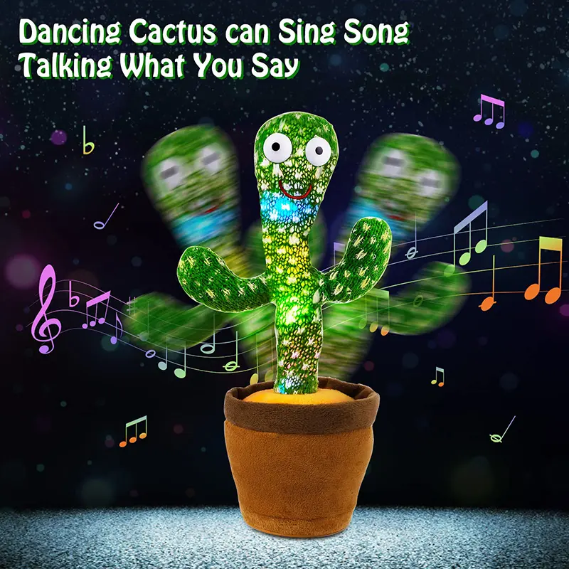 1pc-Premium Quality Dancing Talking Cactus Toys For Baby Boys And Girls, Fastest Delivery Singing Mimicking Recording Repeating What You Say Sunny Cactus Up Plus Halloween , christmas, party , free deliver 4