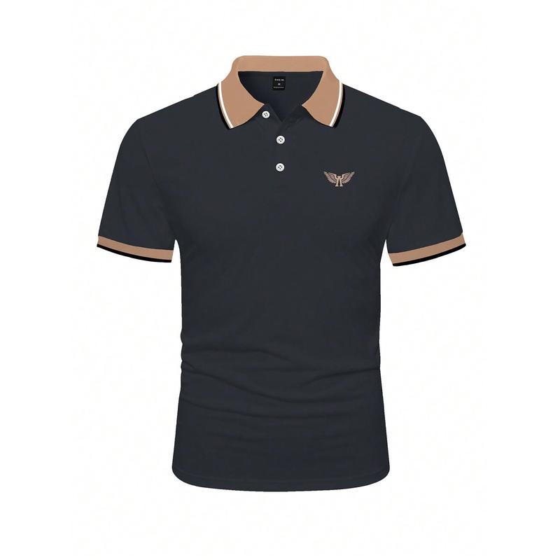 Manfinity Homme Men's Casual Printed Polo Shirt With Contrast Color Shortsleeve Menswear Top Black Grey Polyester Tropical Wetsuit Fabrics Animal 2
