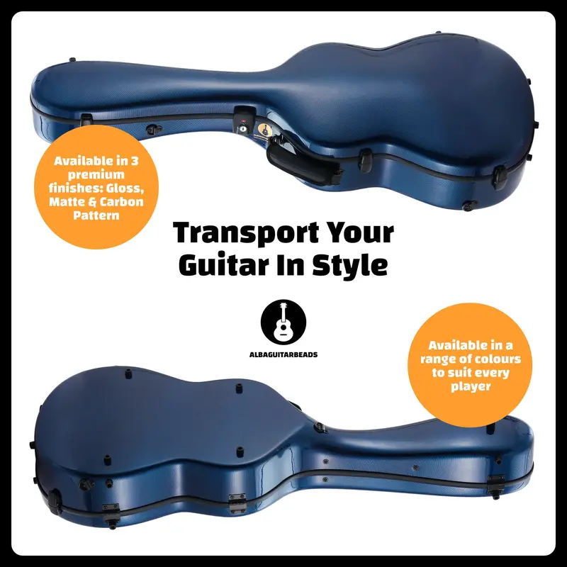 Alba Guitar Beads Case Blue Carbon Pattern Gloss for Classical Guitar Acoustic, Flamenco guitar case 3