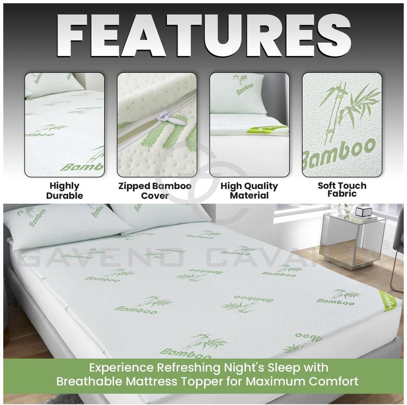 Highliving 2.5cm Thick King Memory Foam Mattress Topper With Anti-Slip Ventilated Hypoallergic Bamboo Cover, Soft Flexible Memory Foam Design For Pressure Relieving(5cm,150x200cm) 2