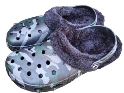 Men's Boy's Adult Warm Camouflage Camping Fishing Shoes Slippers Camo Clogs With Fur Lining Breathable All-Season Casual  Incredibly light removable black furry fluffy inners comfortable warm winter fleece lined garden sandals Footwear Walking Shoes 6