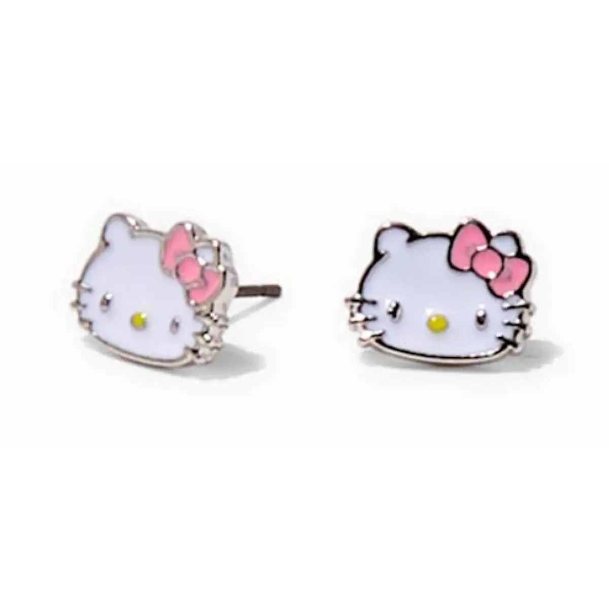 Hello Kitty Face Metallic Earrings for Pierced Ears