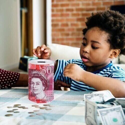 Money Box Tin £5 £10 £20 £50 Pound Note Kid Saving Cash Piggy Bank Box Decore Gift Light Security Ornaments 8