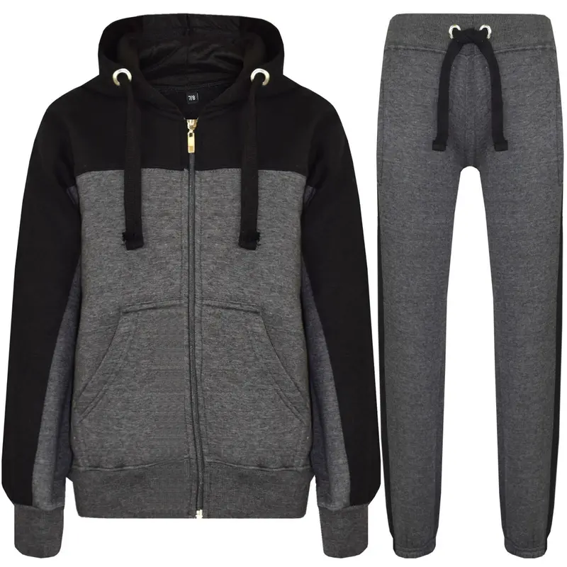 Boys Tracksuit New Kids Contrast Style Hooded Jogging Bottoms And Hoodie 4 CLRS 3
