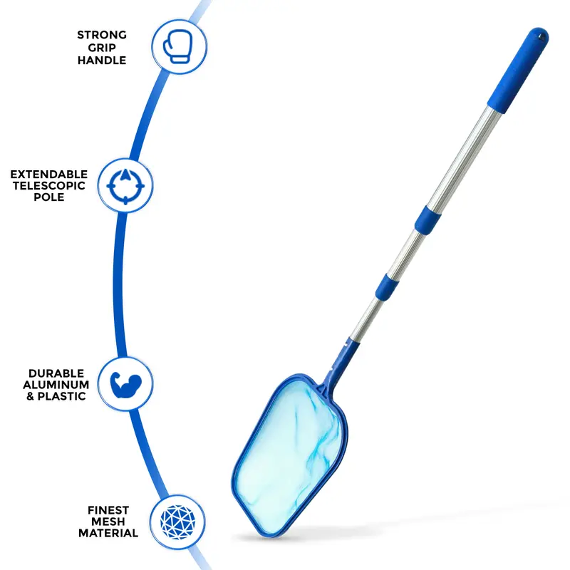 SWIMMING POOL DEBRIS LEAF SKIMMER THREE WAY TELESCOPIC MESH NET CLEANING POLE 2