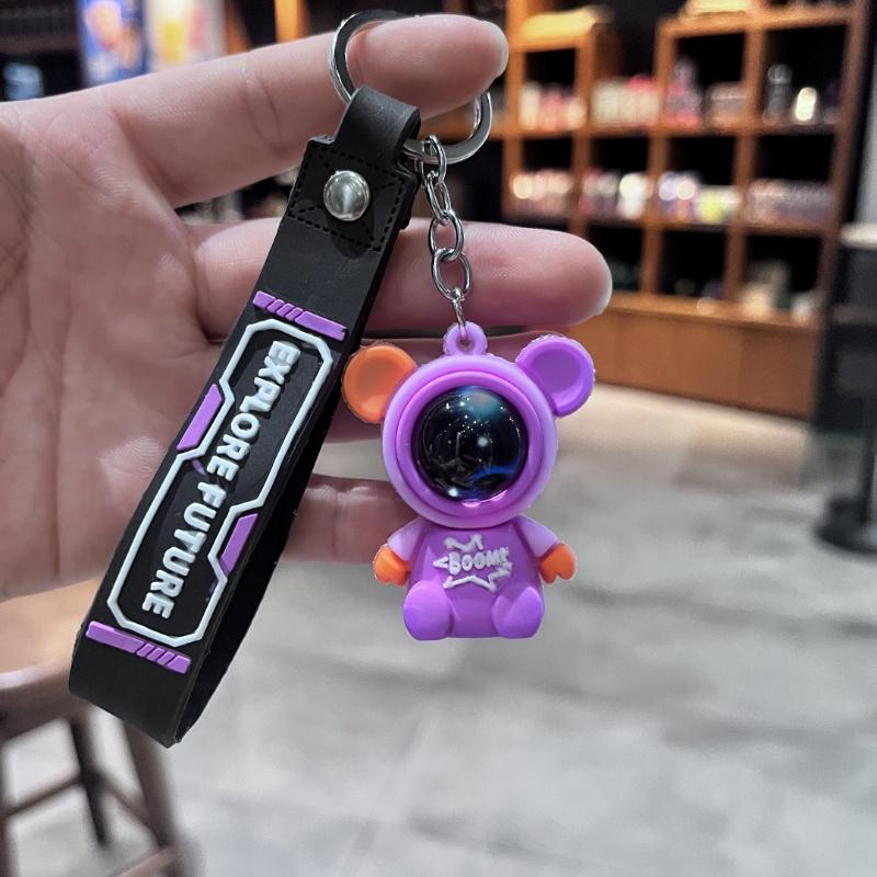 1pcs Interstellar Bear Astronaut Keychains - Silicone, Street Style Fashion Accessories for Men & Couples 3