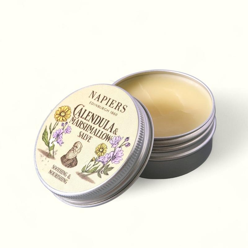 Napiers Calendula & Marshmallow Soothing Salve | Natural skincare containing nourishing calendula and marshmallow to comfort, moisturise and soothe | Gentle and suitable for sensitive and dry skin | A balm to help with dry skin repair | 0